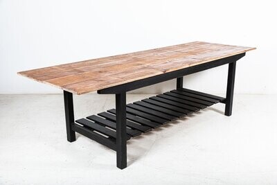 Monumental Ebonised Pine Trestle Work Table