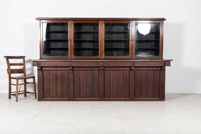 Large 19thC English Mahogany Glazed Apothecary Wall Cabinet