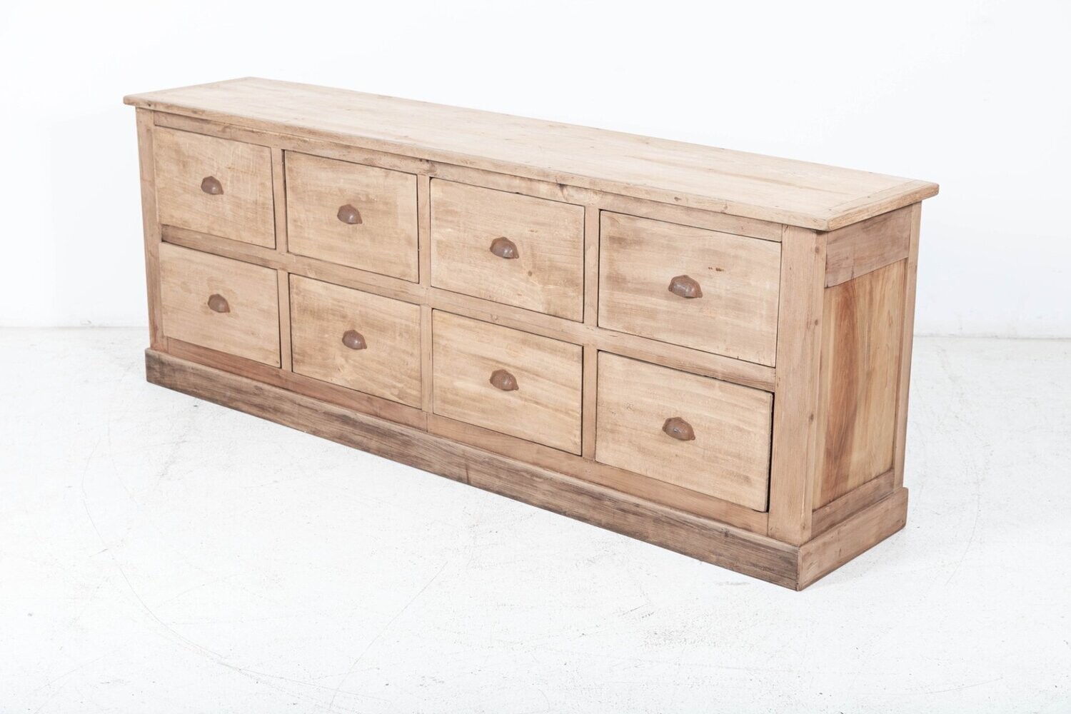 19thC French Bleached Fruitwood Shop Counter Cabinet