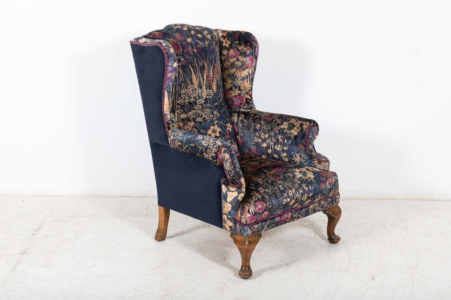 19thC English Wingback Armchair Re-upholstered in Liberty