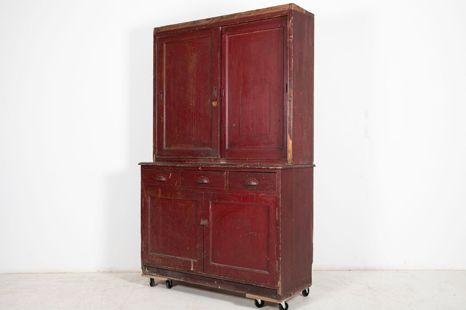 19thC English Painted Pine Housekeepers Cupboard