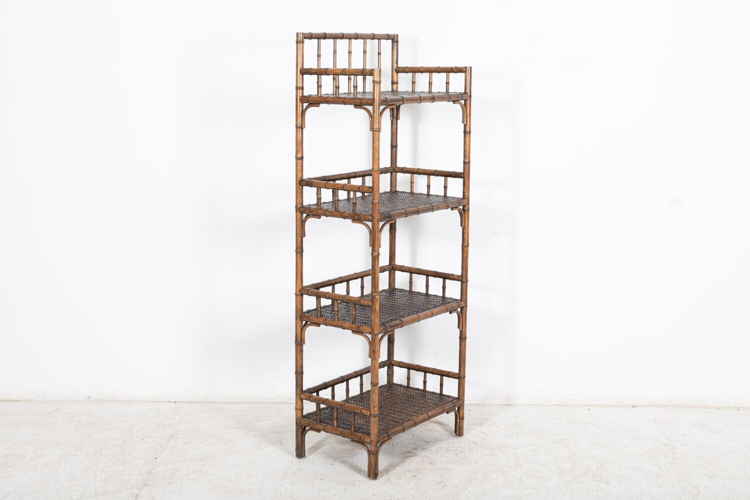 19thC English Faux Bamboo Beech Bookcase