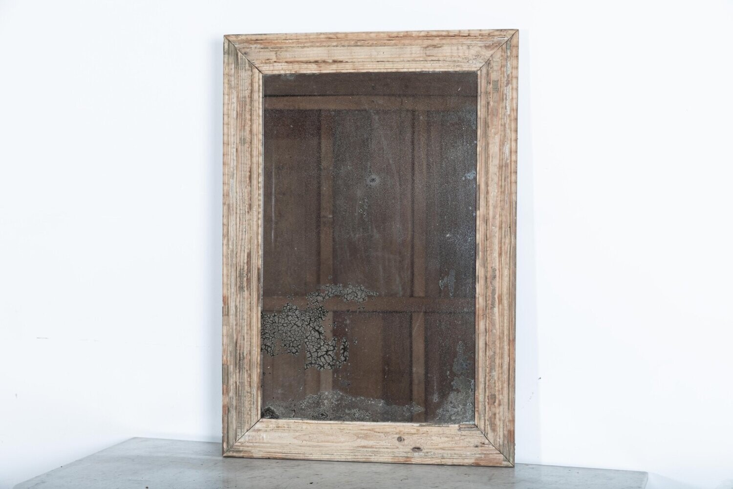 Large 19th French Foxed Pine Mirror