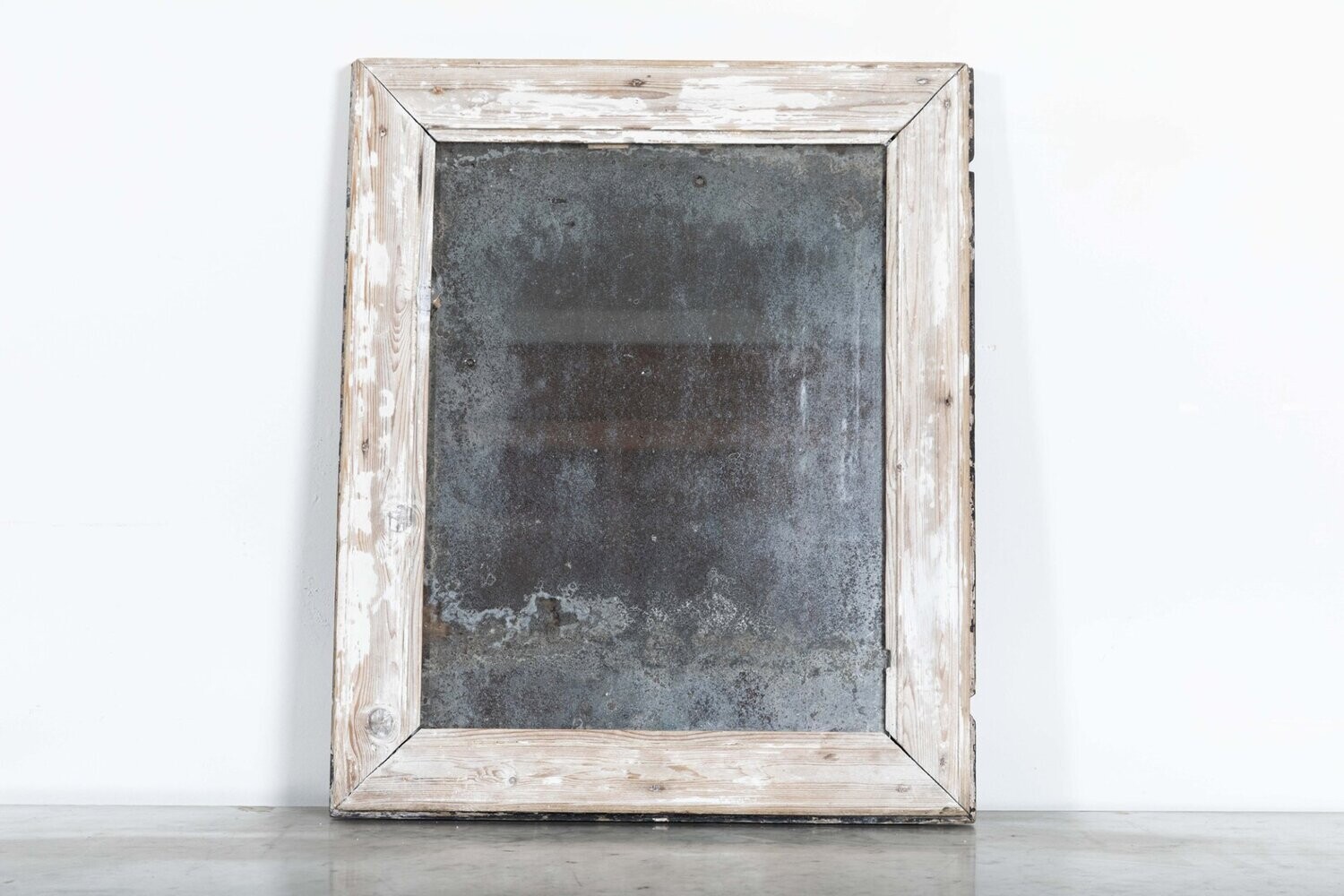 19th French Century Foxed Pine Mirror