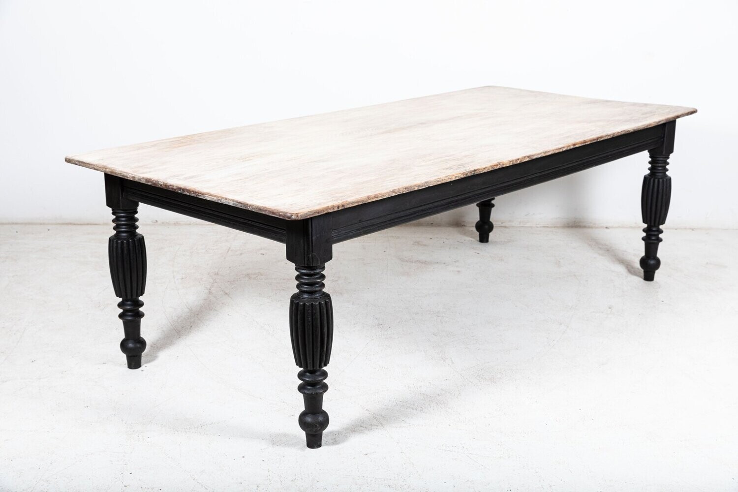 Large English Ebonised Oak Dining Table