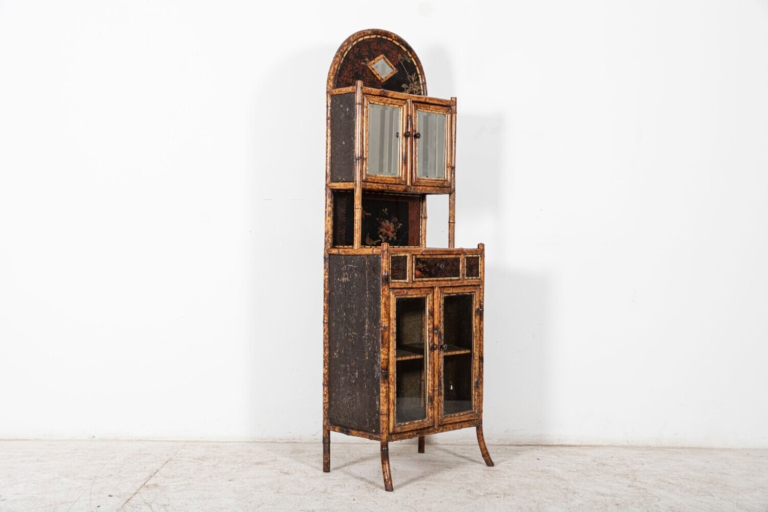 19thC English Bamboo Glazed Cabinet