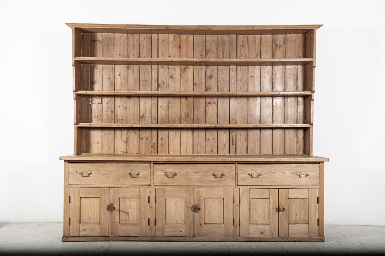 Monumental Georgian English Pine Waterfall Dresser