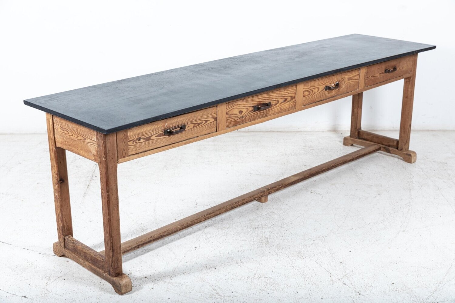 Monumental 19thC French Pine Work Trestle Table