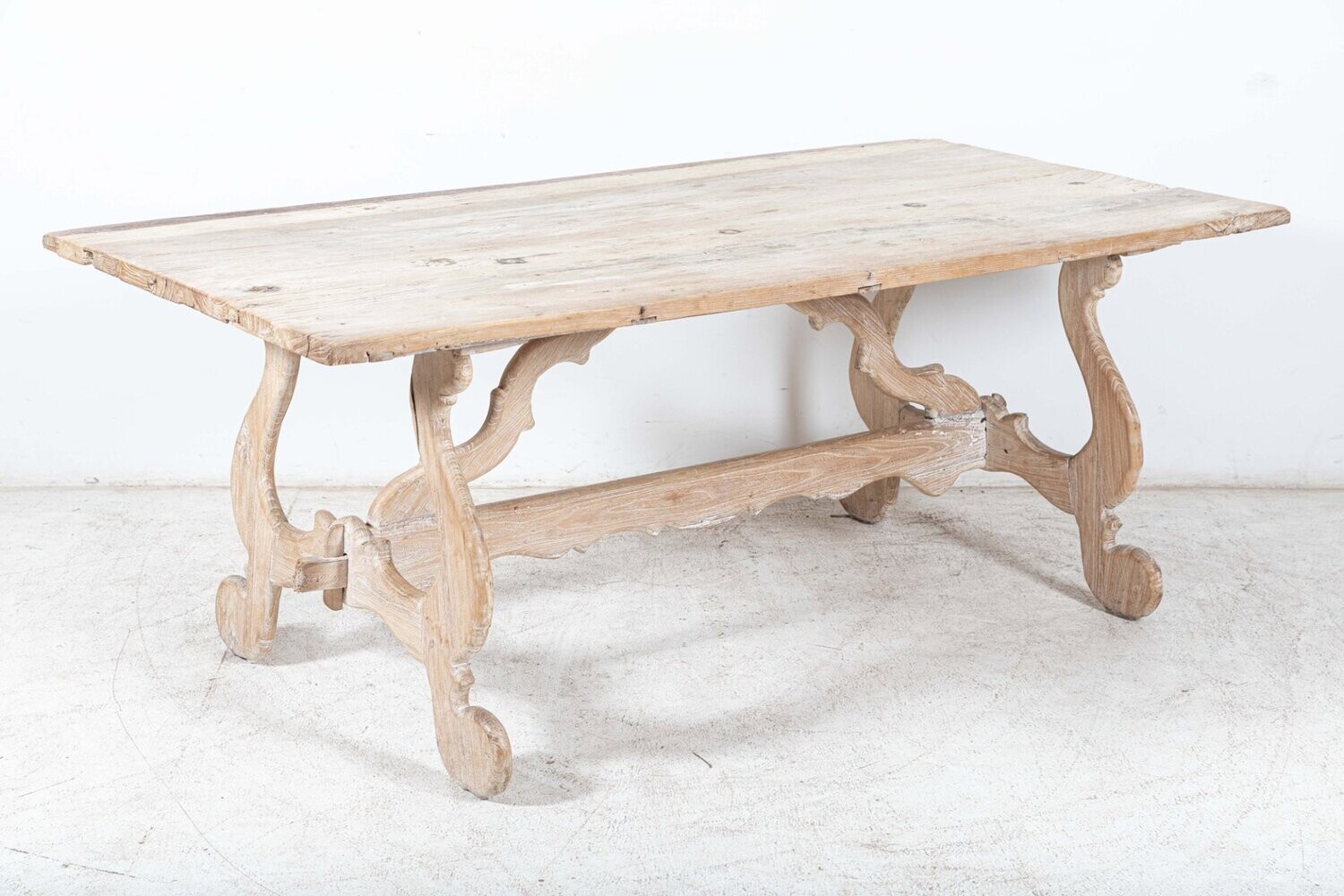 19thC Swedish Provincial Elm Trestle Dining Table