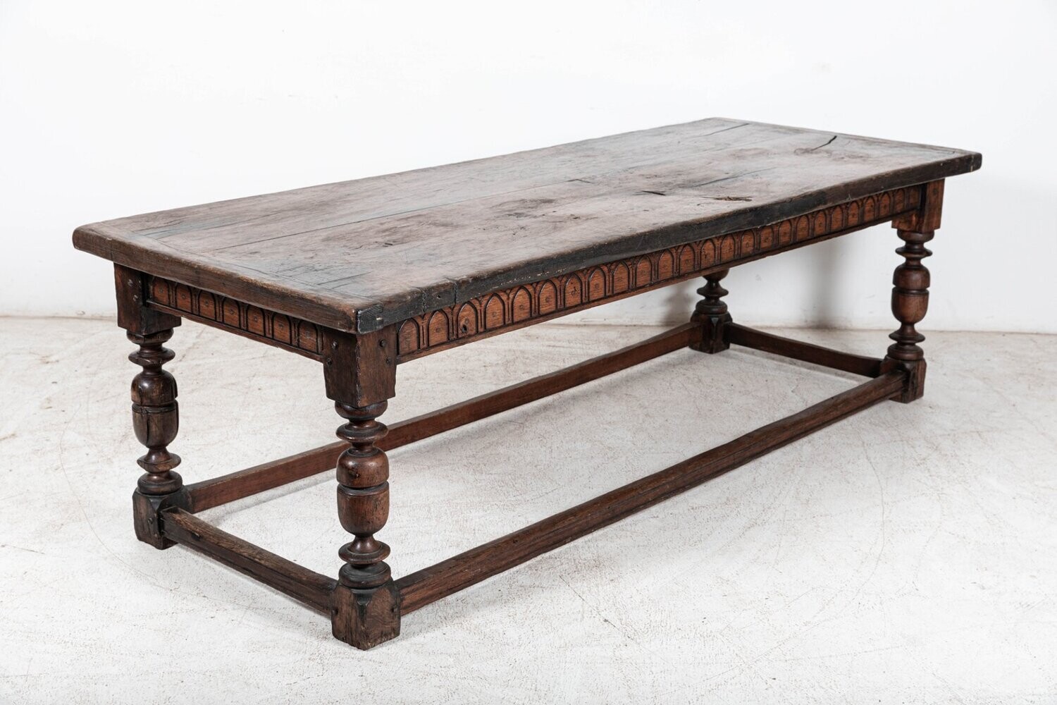 Large English 17thC Elm & Oak Refectory Table