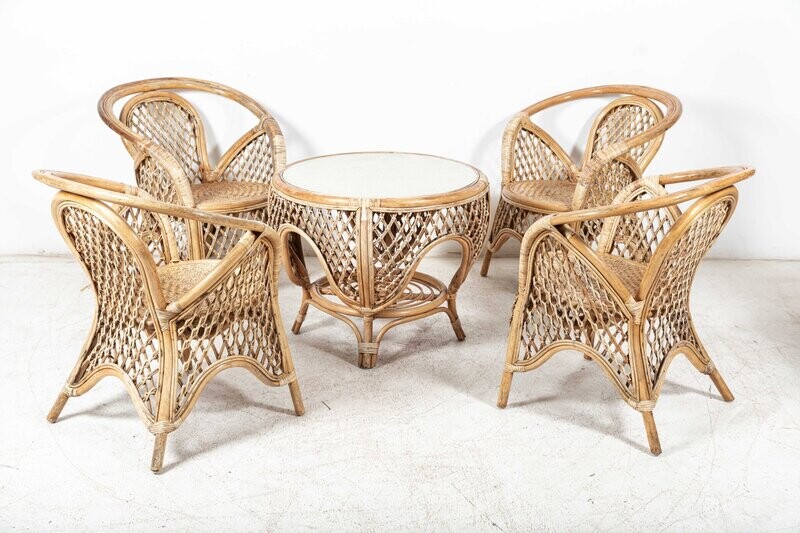 Mid Century English Cane/Wicker Conservatory Set