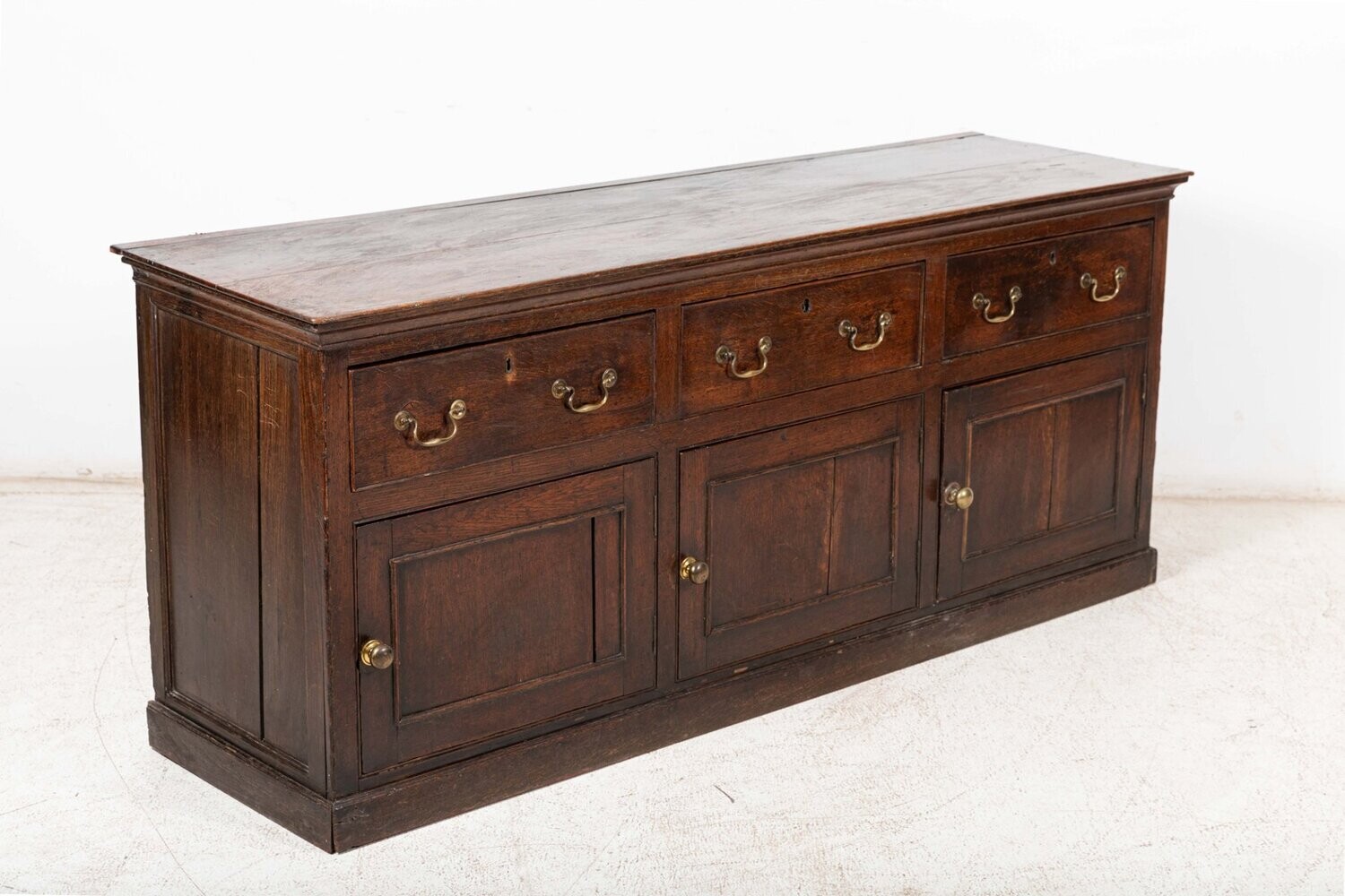 18thC George III English Provincial Oak Dresser Base