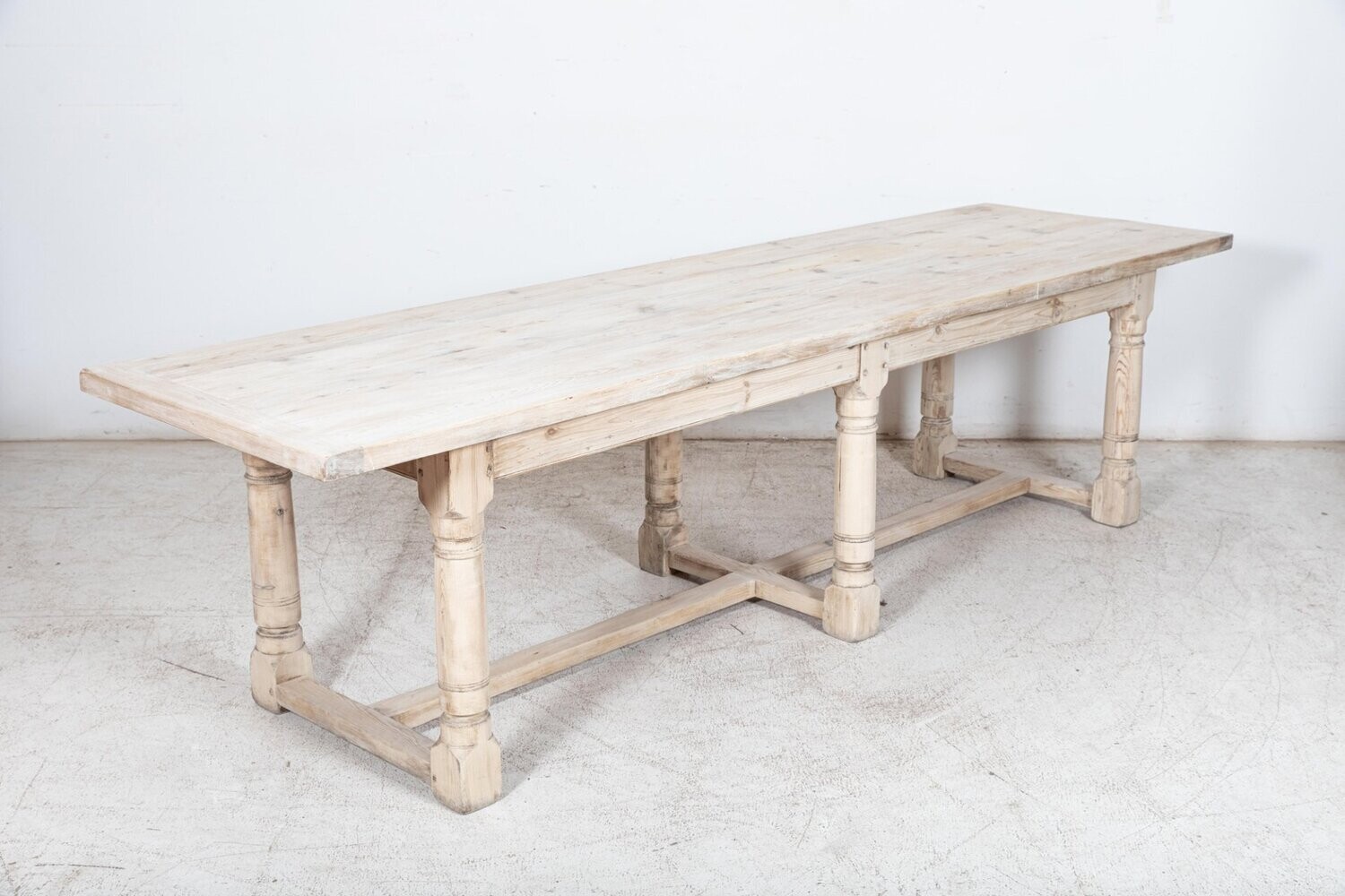 Monumental English Bleached Pine Refectory Table