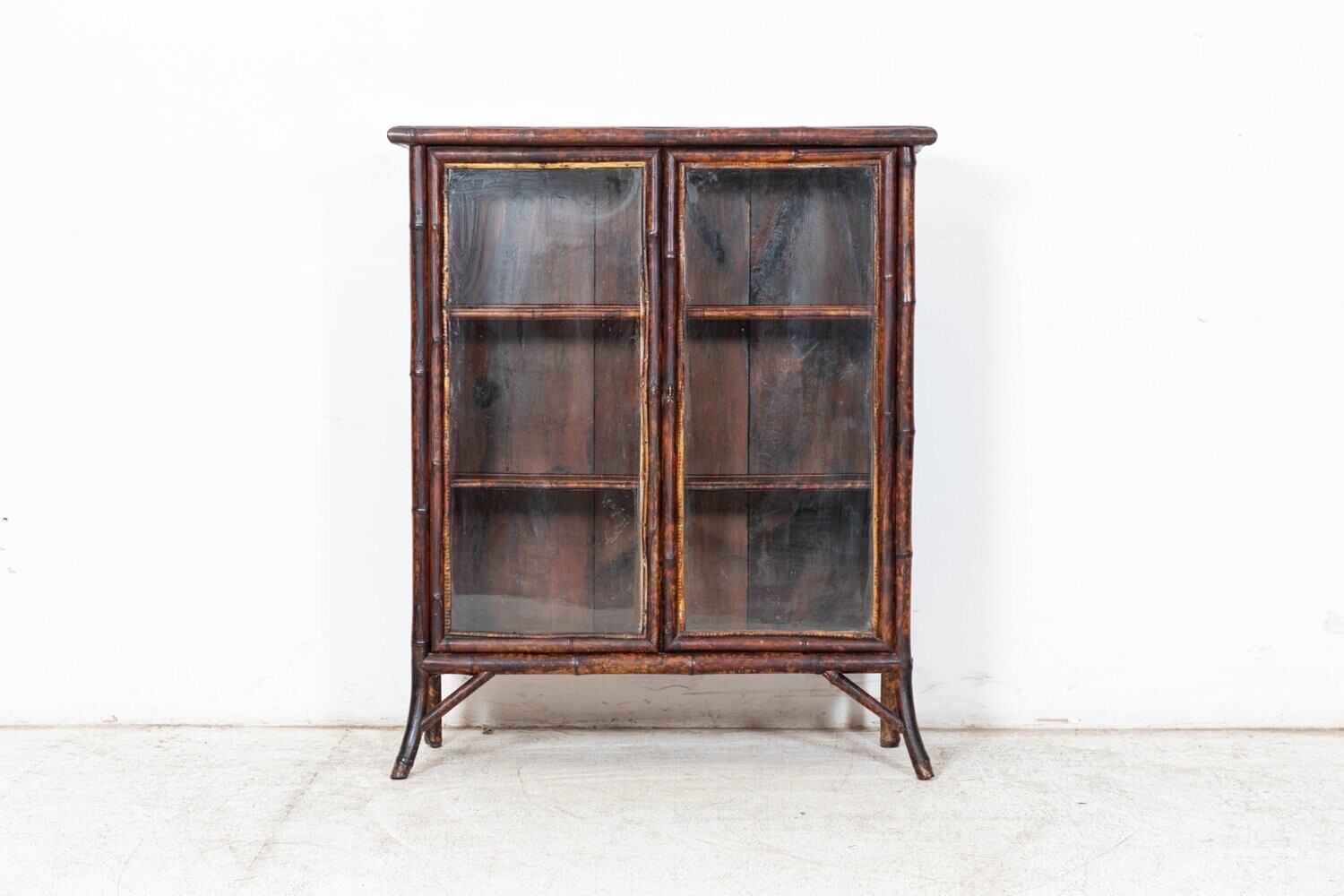 19thC English Glazed Bamboo Cabinet