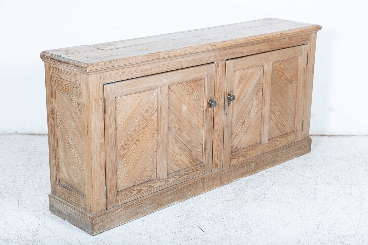 Large 19thC English Pine Paneled Dresser Base