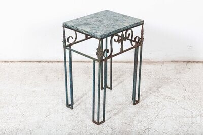 French Marble & Iron Side Table 