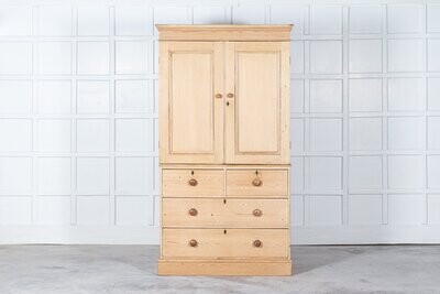 19thC English Pine Linen Press