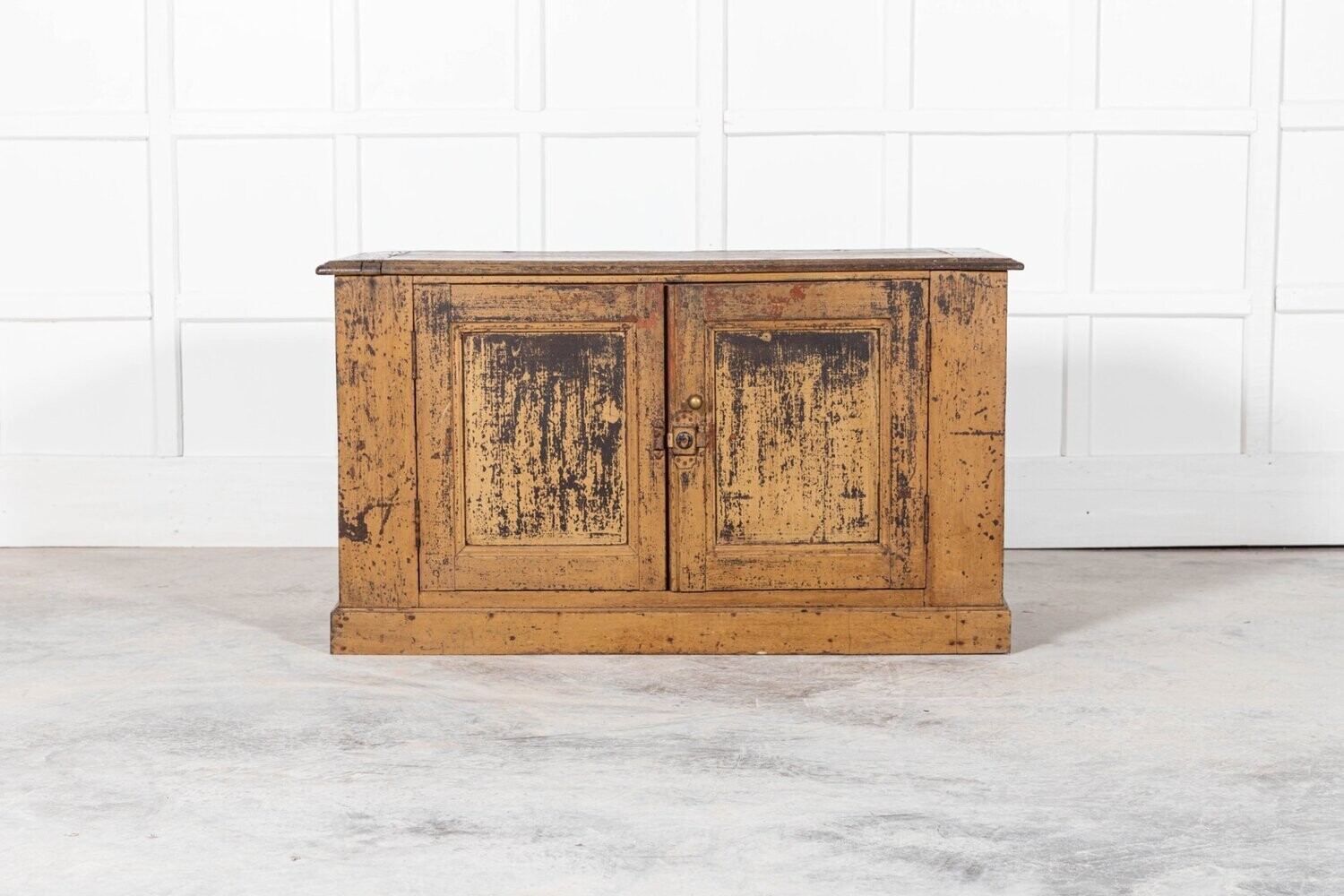 19thC English Country Painted Oak Dairy Dresser Base 