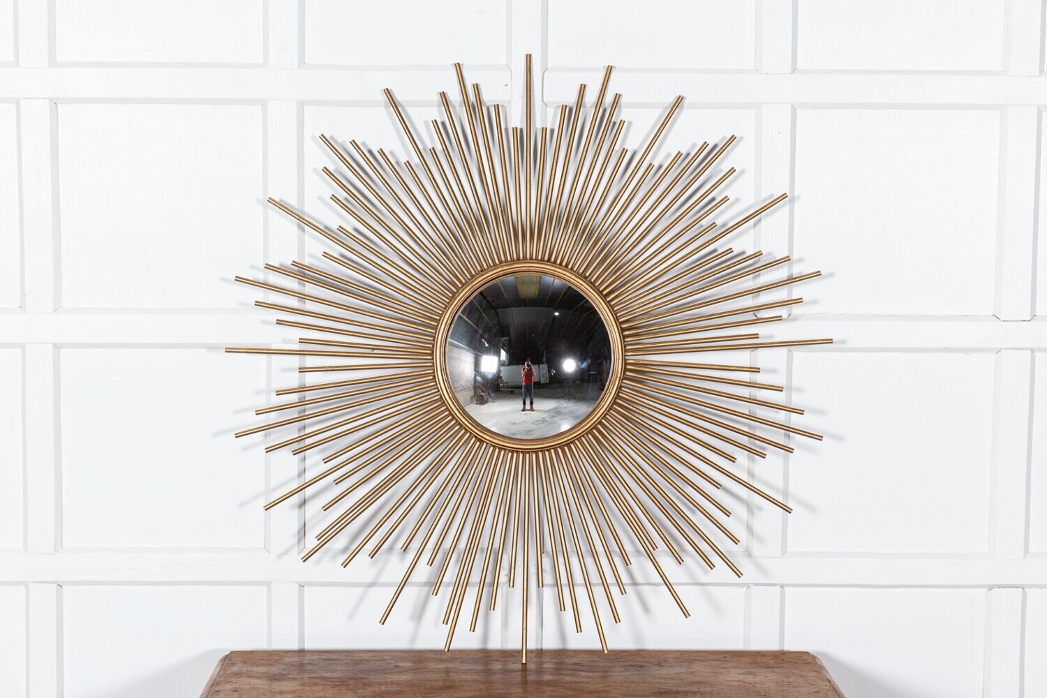 French Gilt Sunburst Convex Mirror 