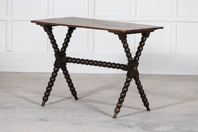 19thC English Ebonised Bobbin Table / Desk
