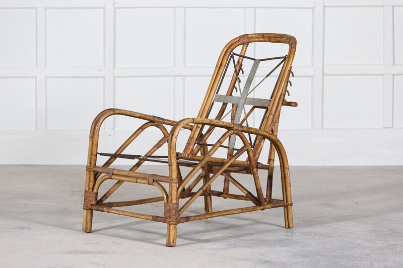 Mid-Century English Bamboo Reclining Armchair