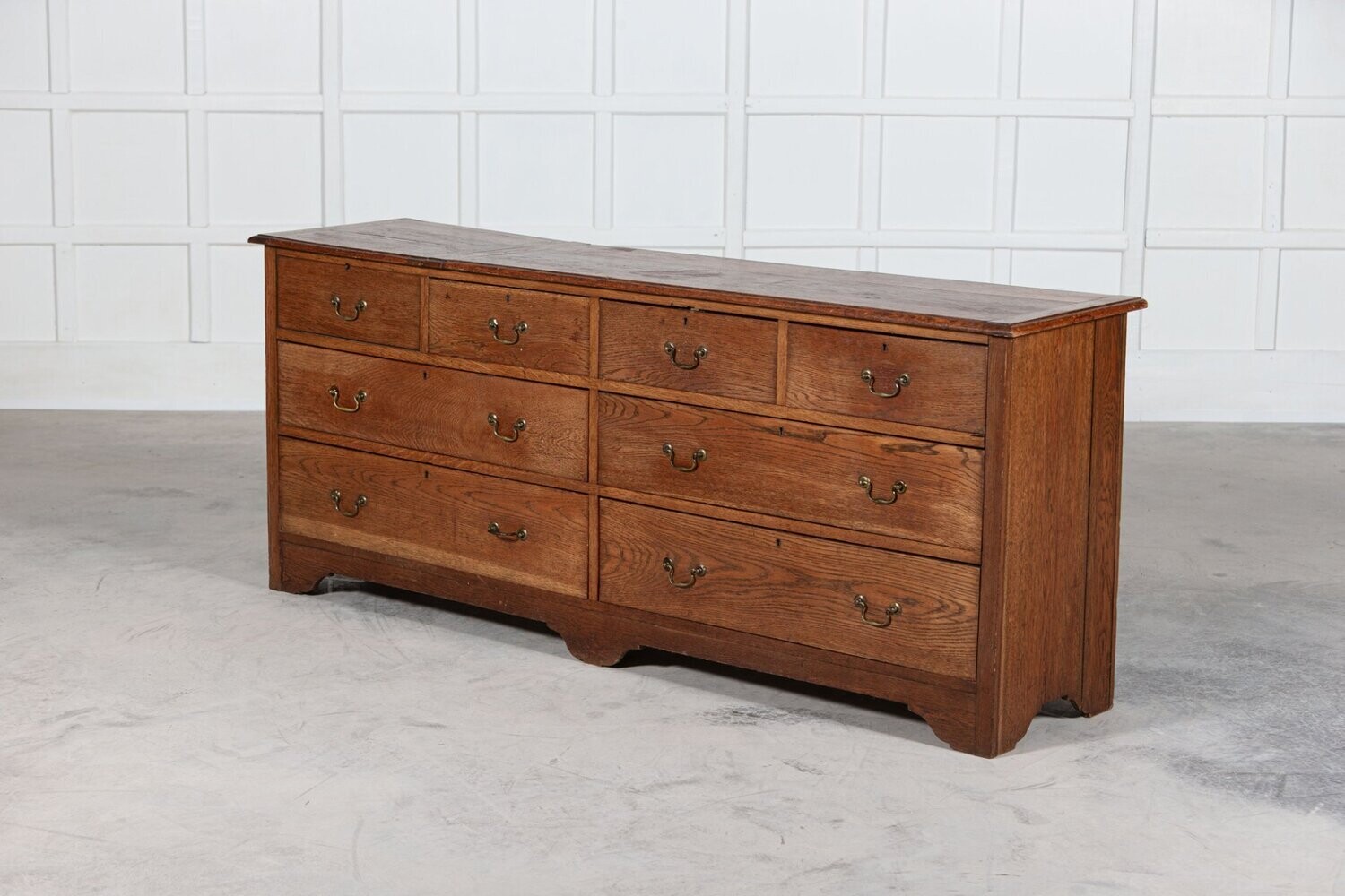 Large English Oak Bank of Drawers