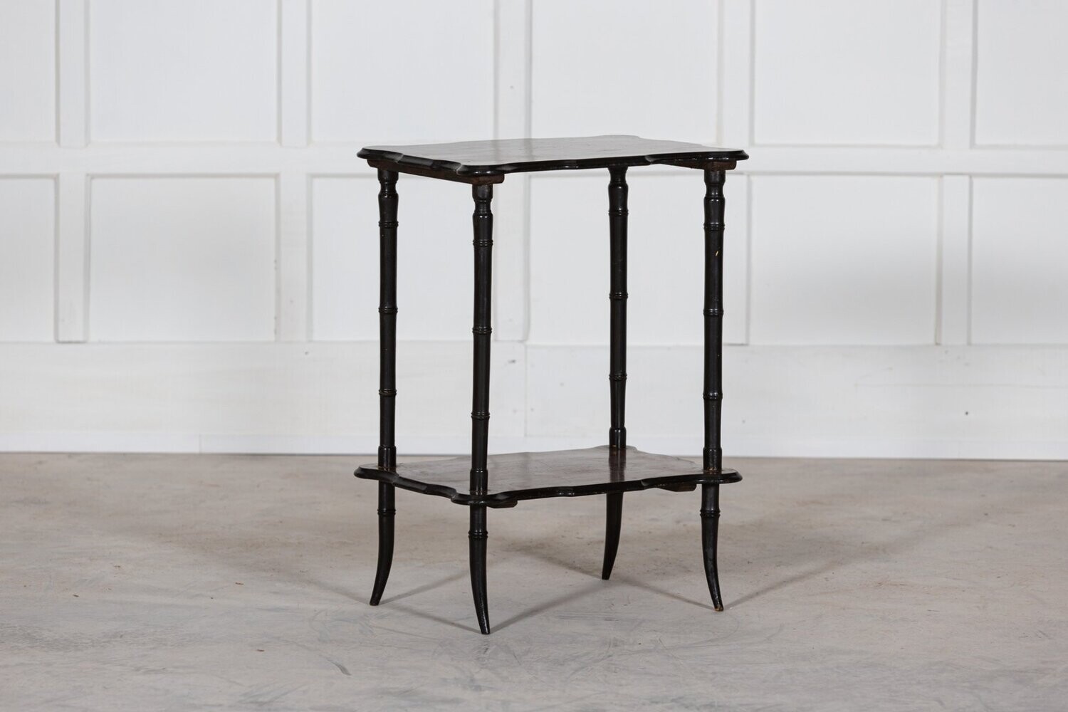 19thC English Rosewood Chinoiserie Two Tier Side Table
