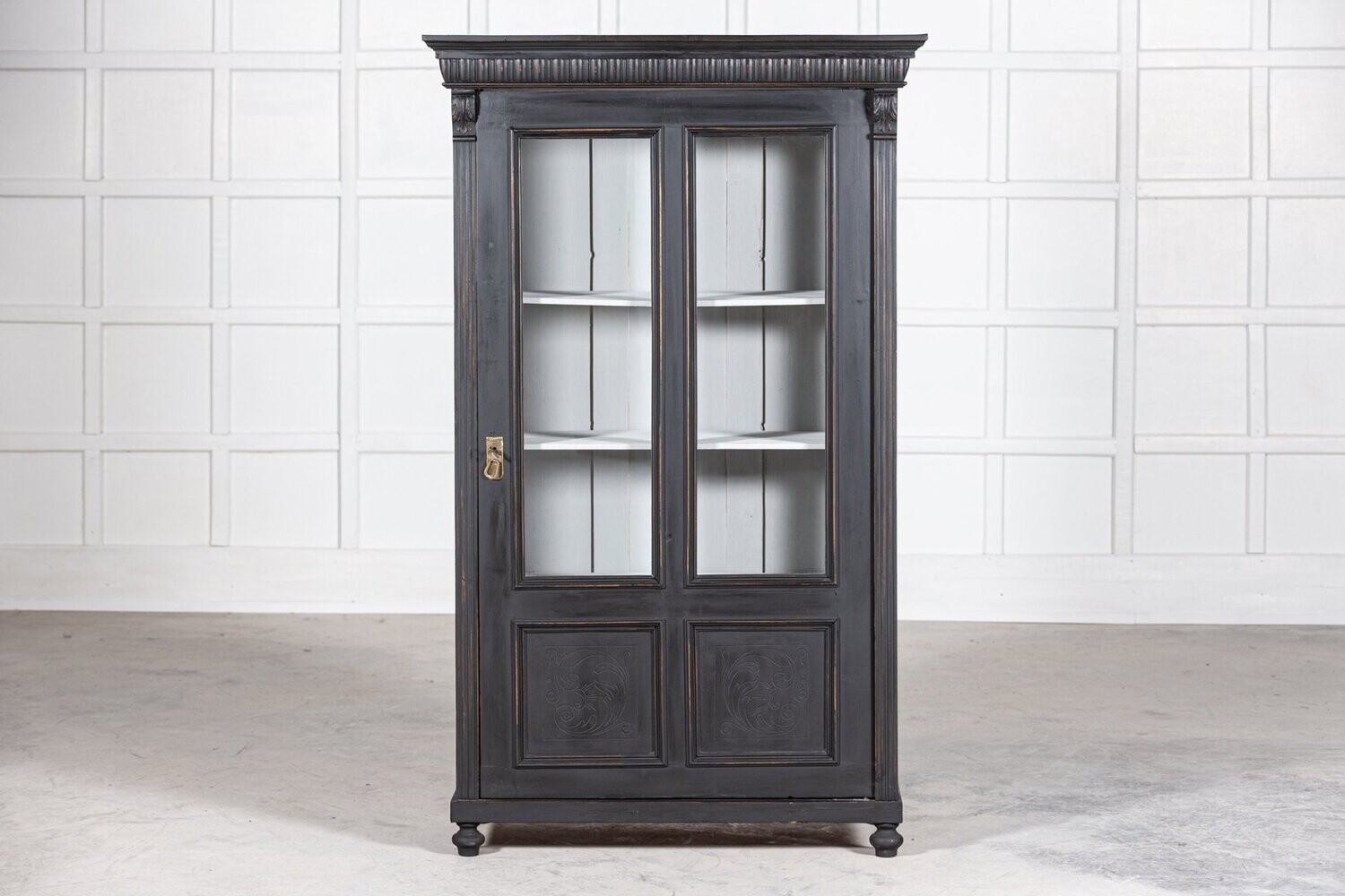 19thC French Ebonised Glazed Display Cabinet  