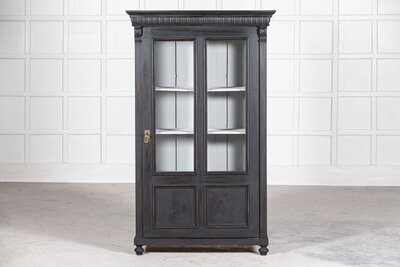 19thC French Ebonised Glazed Display Cabinet  