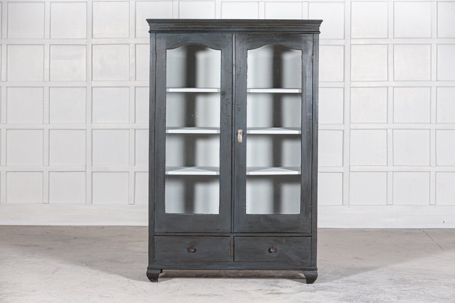 19thC French Ebonised Glazed Display Cabinet