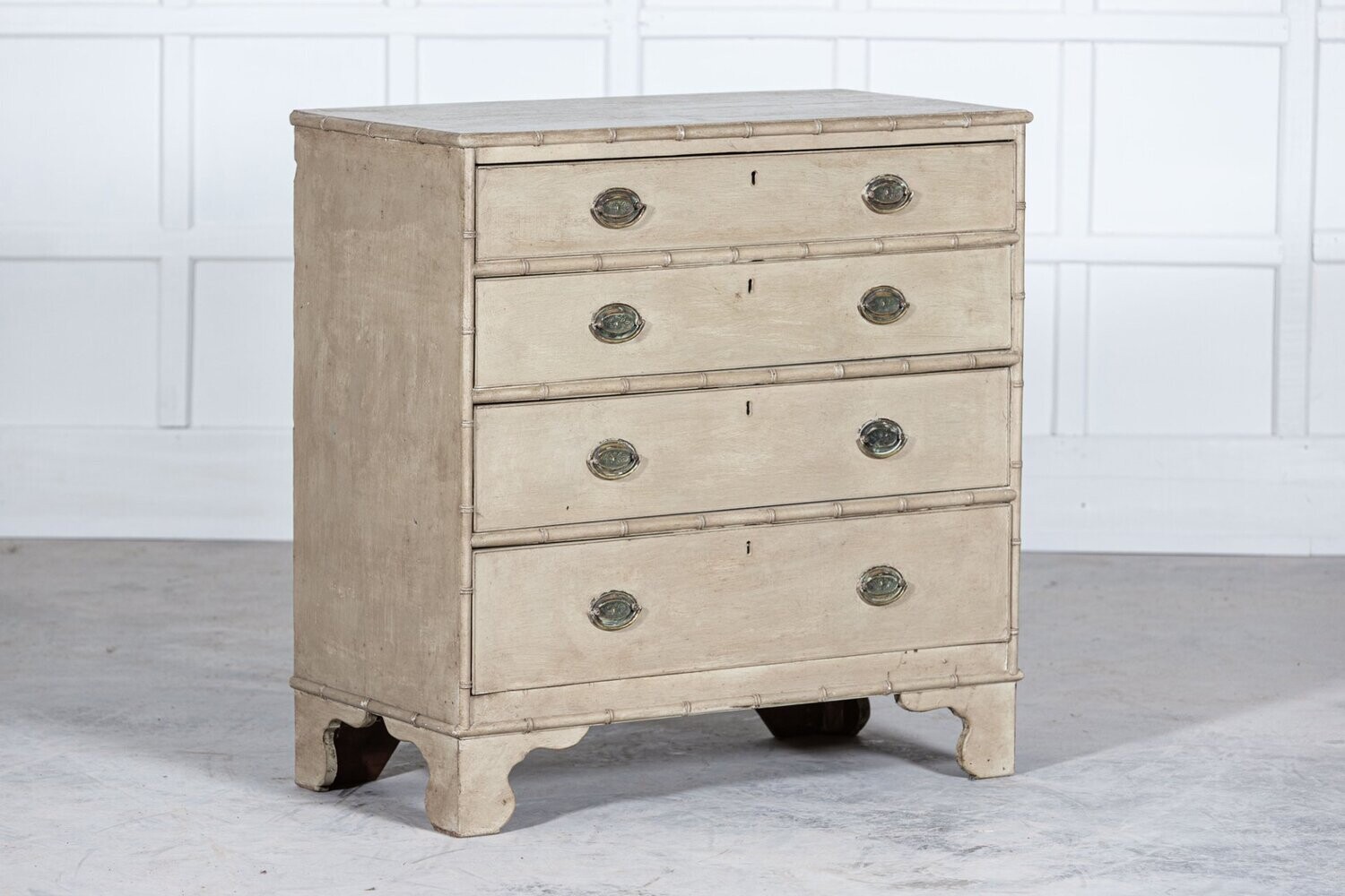Georgian English Faux Bamboo Painted Chest of Drawers