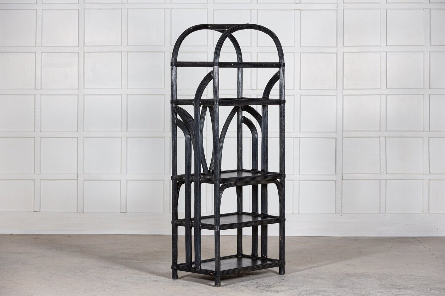 Large Black French Reeded Etagere