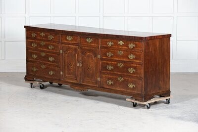 Large English 18thC George I Oak Dresser Base Large English 18thC George I Oak Dresser Base