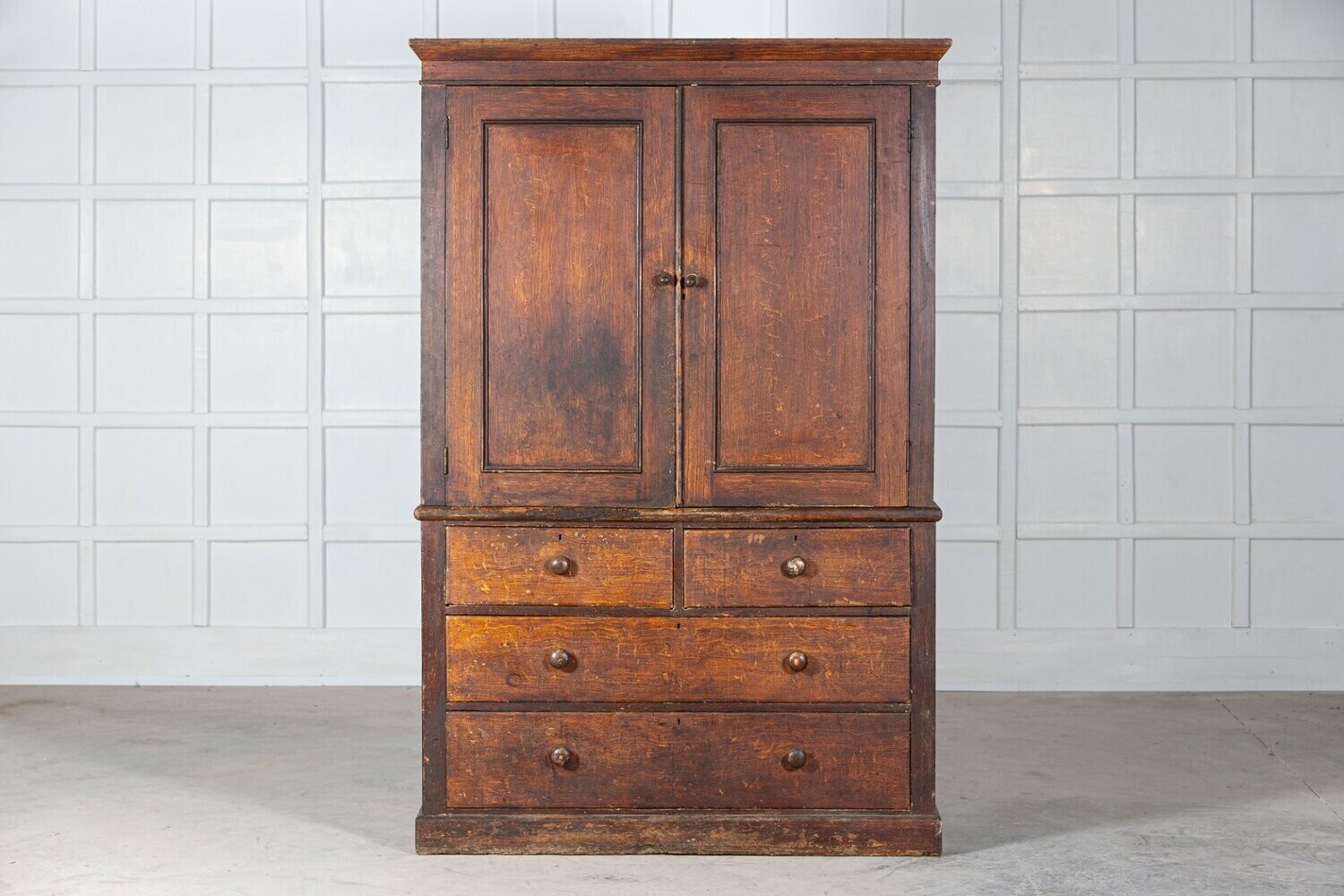 19thC English Scrumbled Pine Housekeepers Cupboard