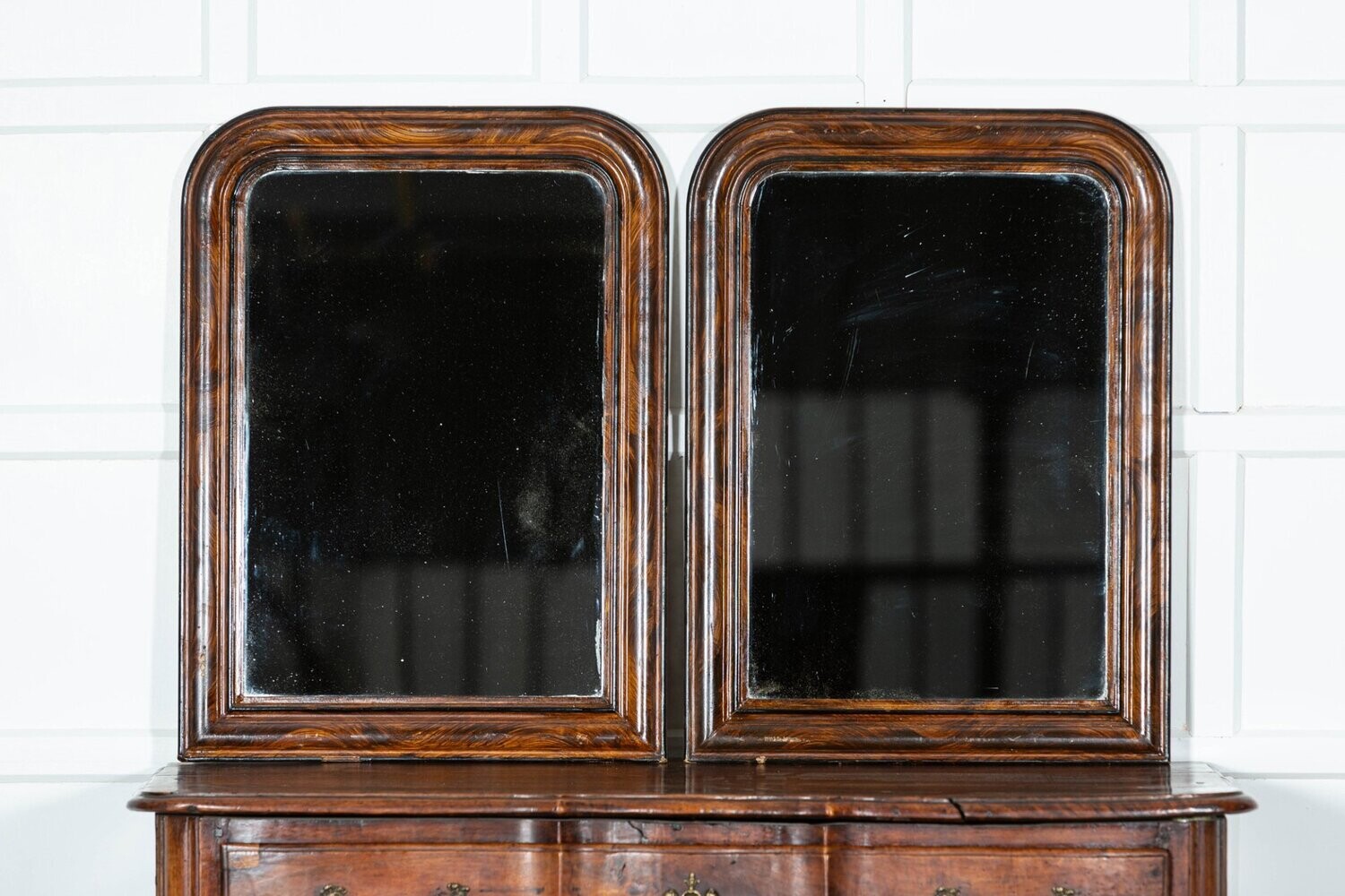 Pair English 19thC Grained Wall Mirrors