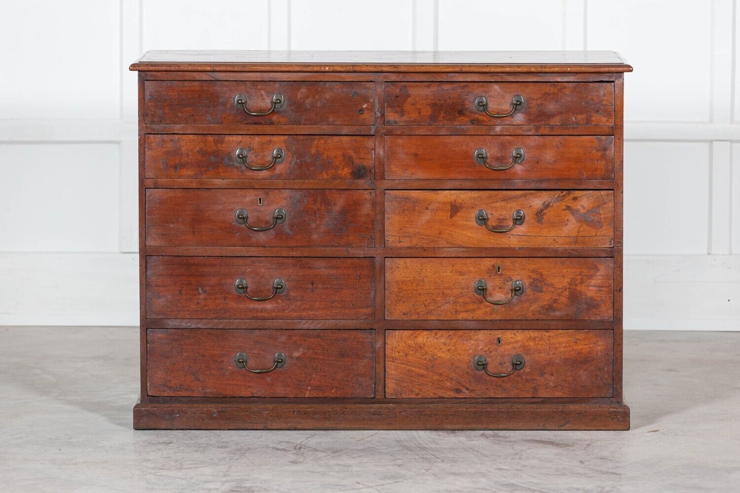 19thC English Mahogany Haberdashery Graduated Chest Drawers