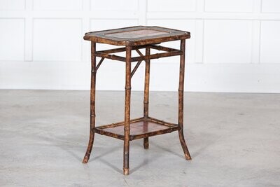 English 19thC Two Tier Tiger Bamboo Side Table