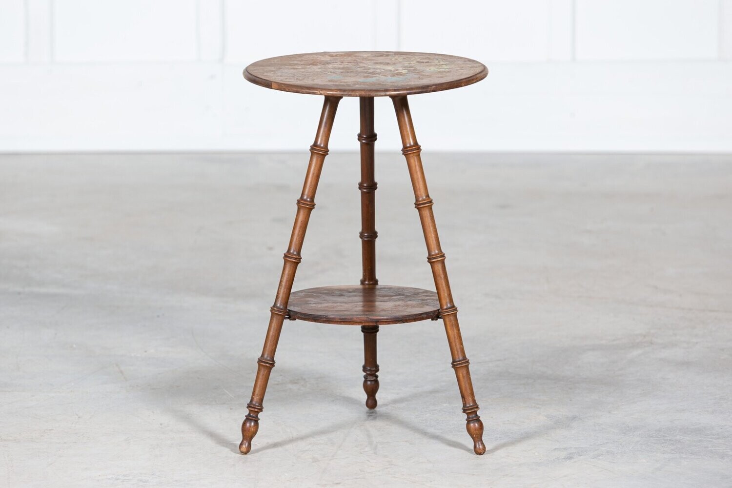 19thC Faux Bamboo Rosewood Two Tier Side Table