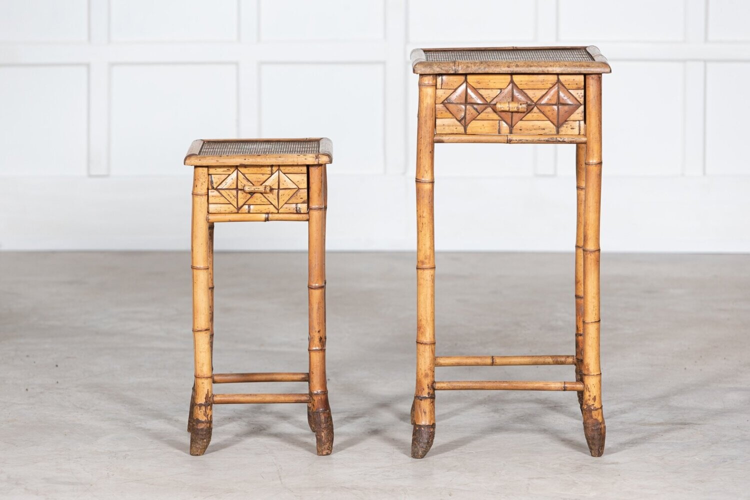Pair Mid Century French Bamboo Side Tables