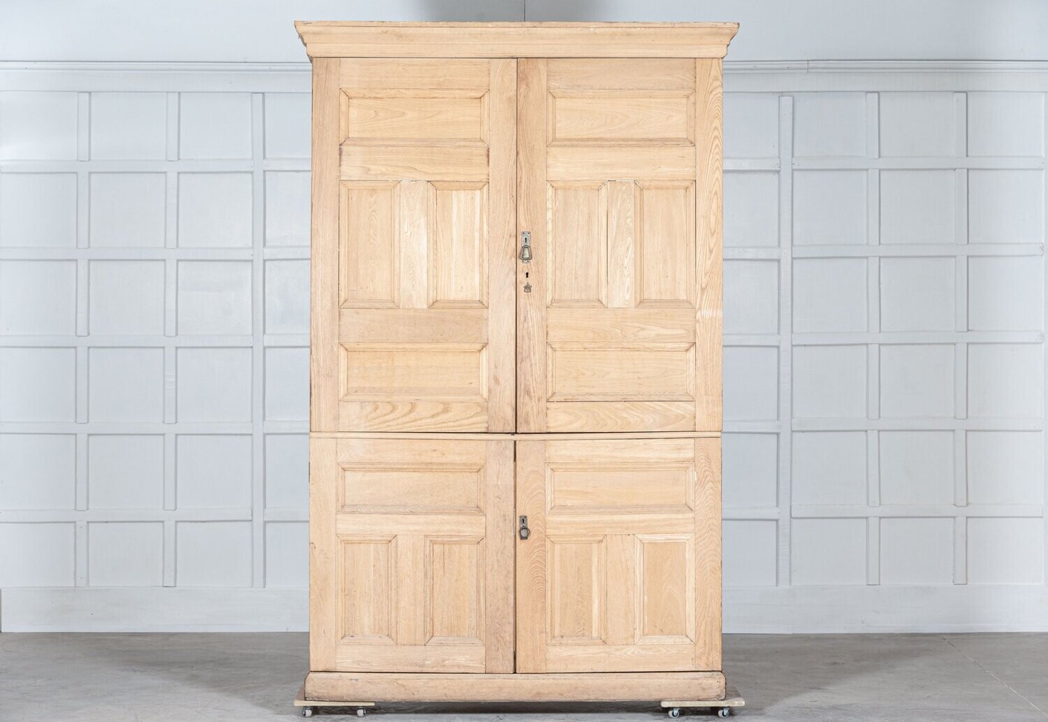 Large English 19thC Ash Housekeepers Cupboard