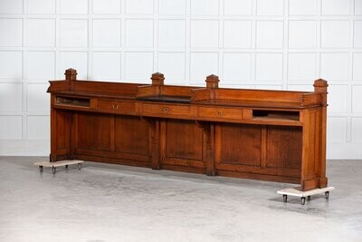 19thC French Oak Bank Counter Desk
