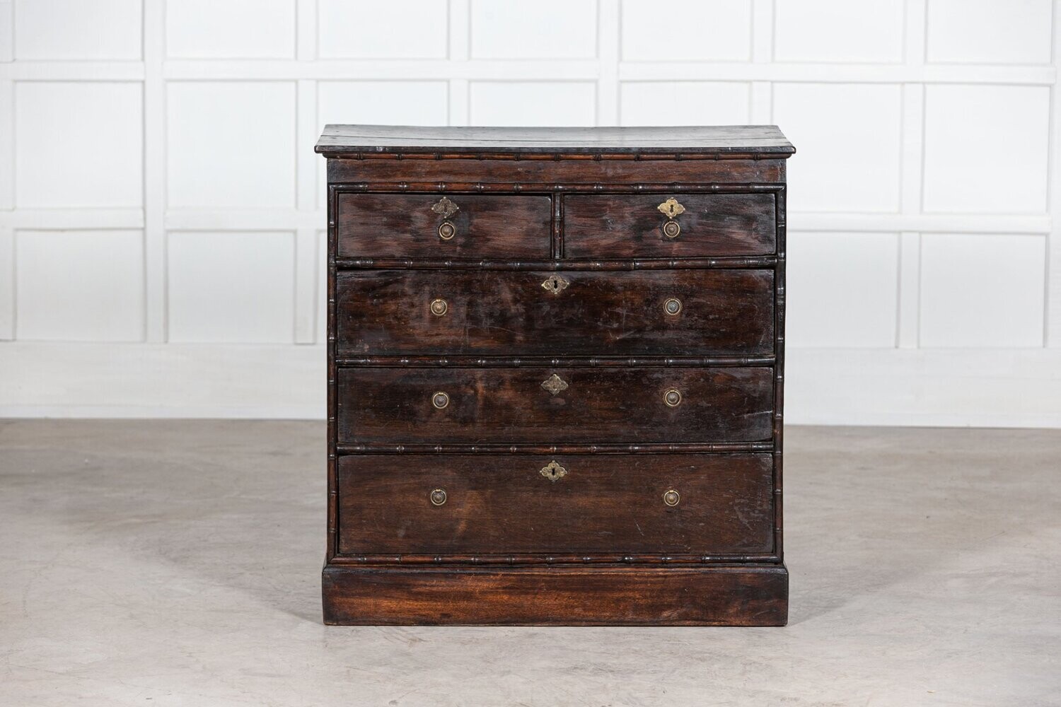 19thC English Oak Bamboo Chest Drawers