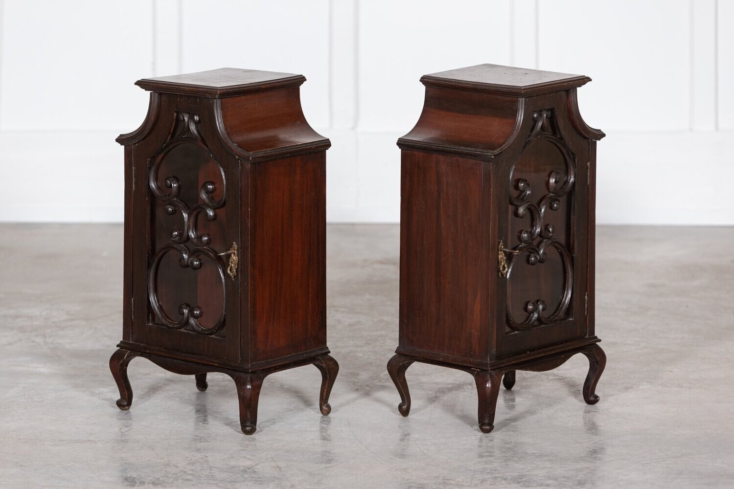 Pair 19thC English Mahogany Glazed Cabinets