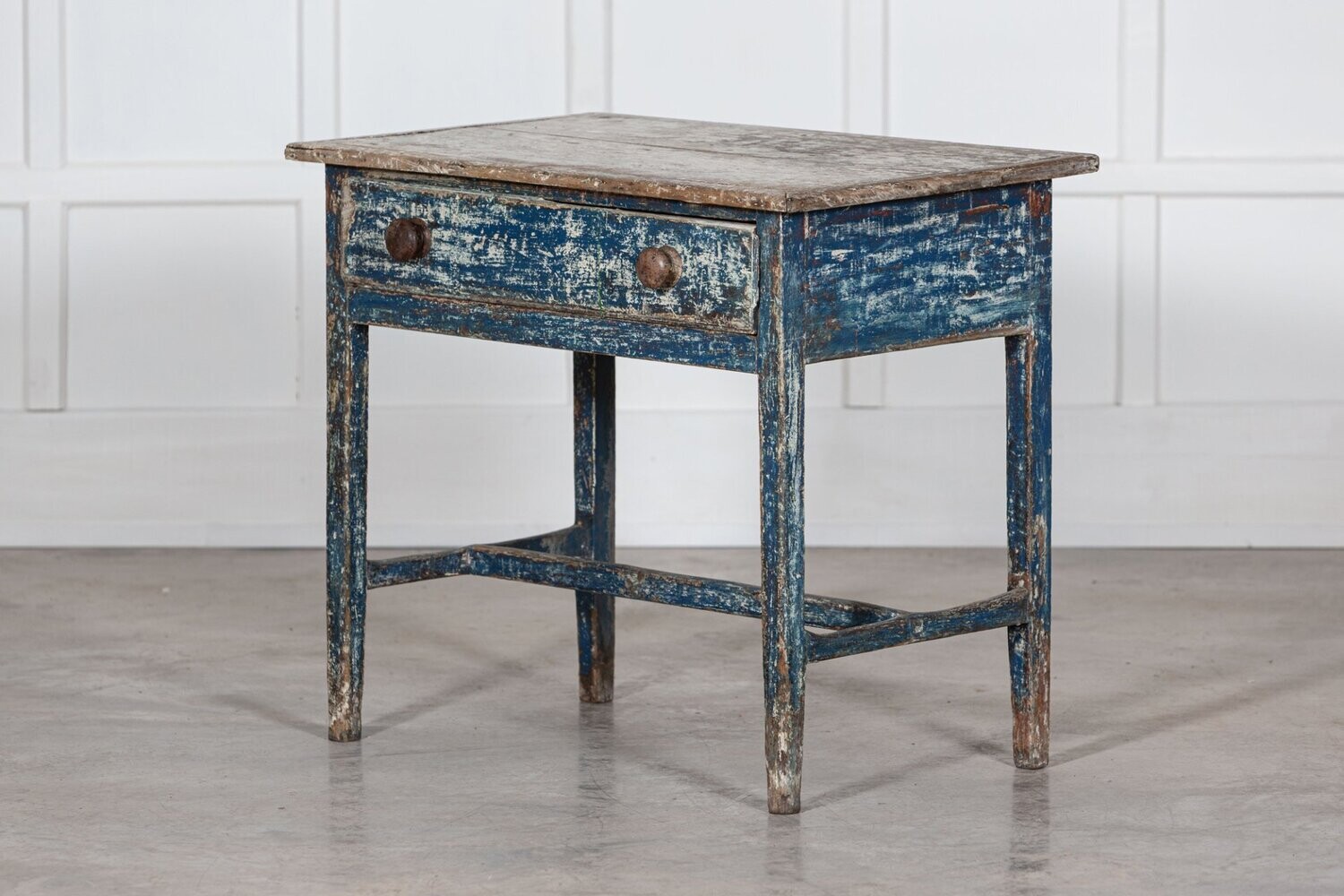 19thC Welsh Blue Painted Vernacular Side Table