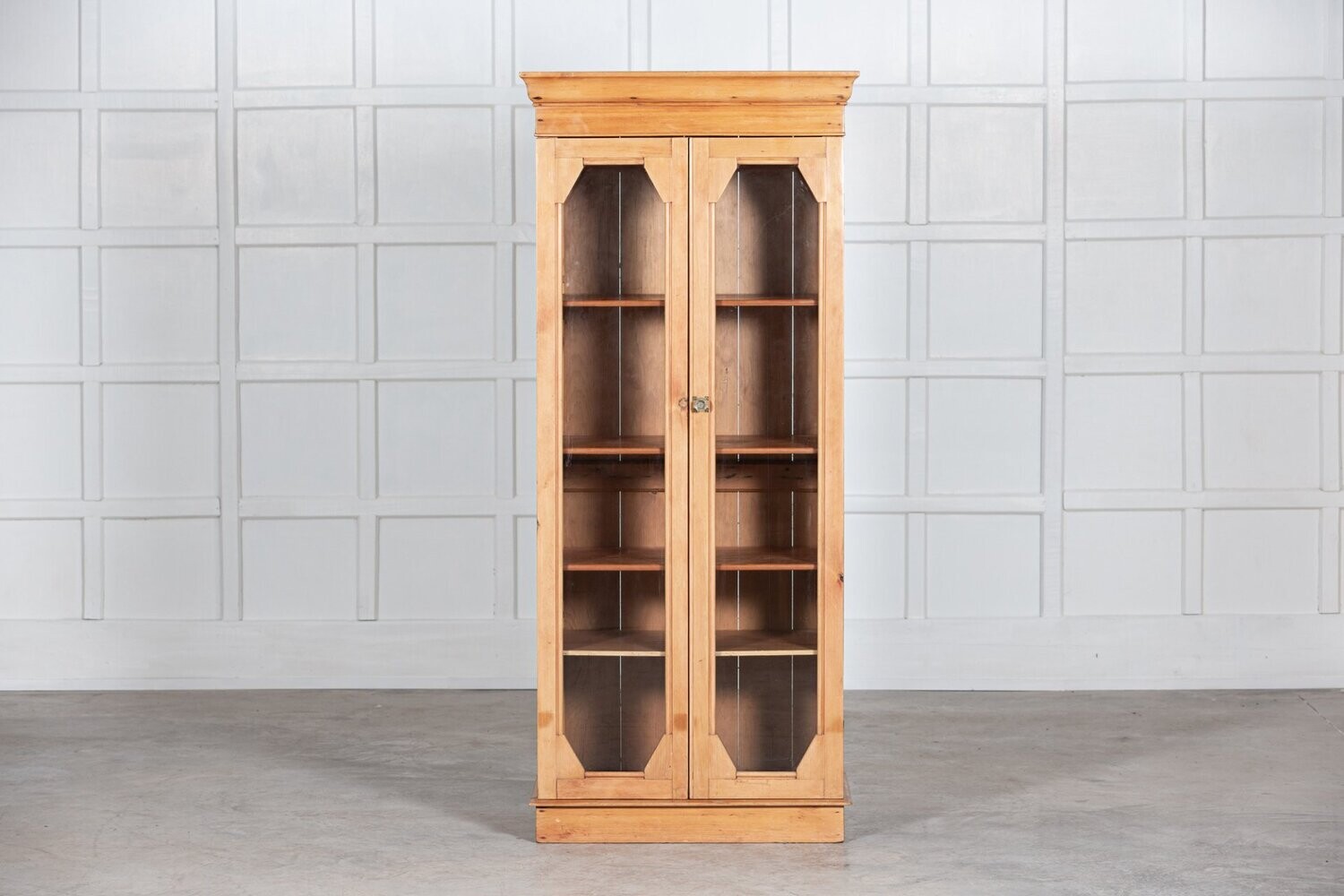 19thC French Pine Glazed Display Cabinet