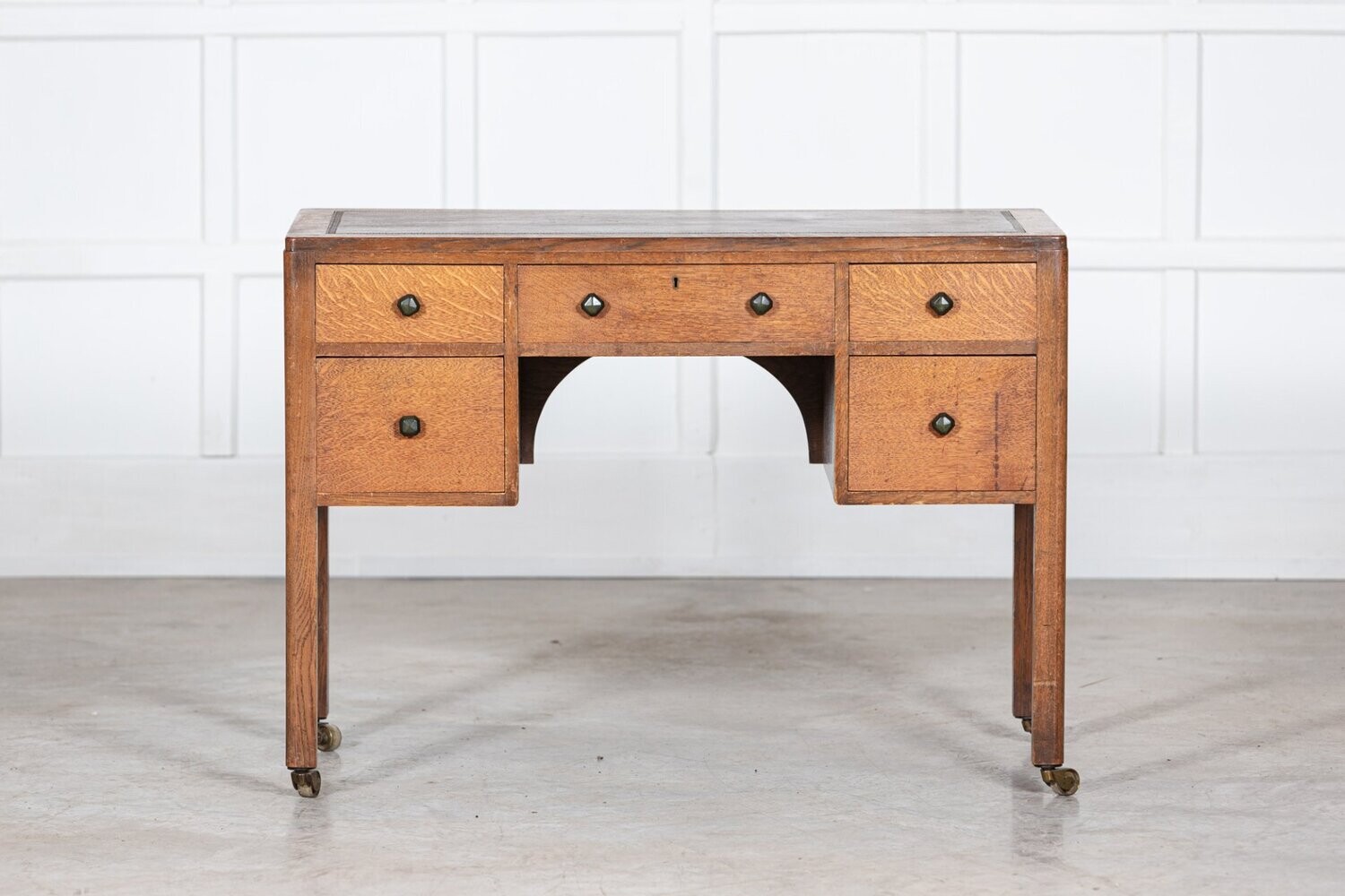English Oak Arts & Crafts Kneehole Desk