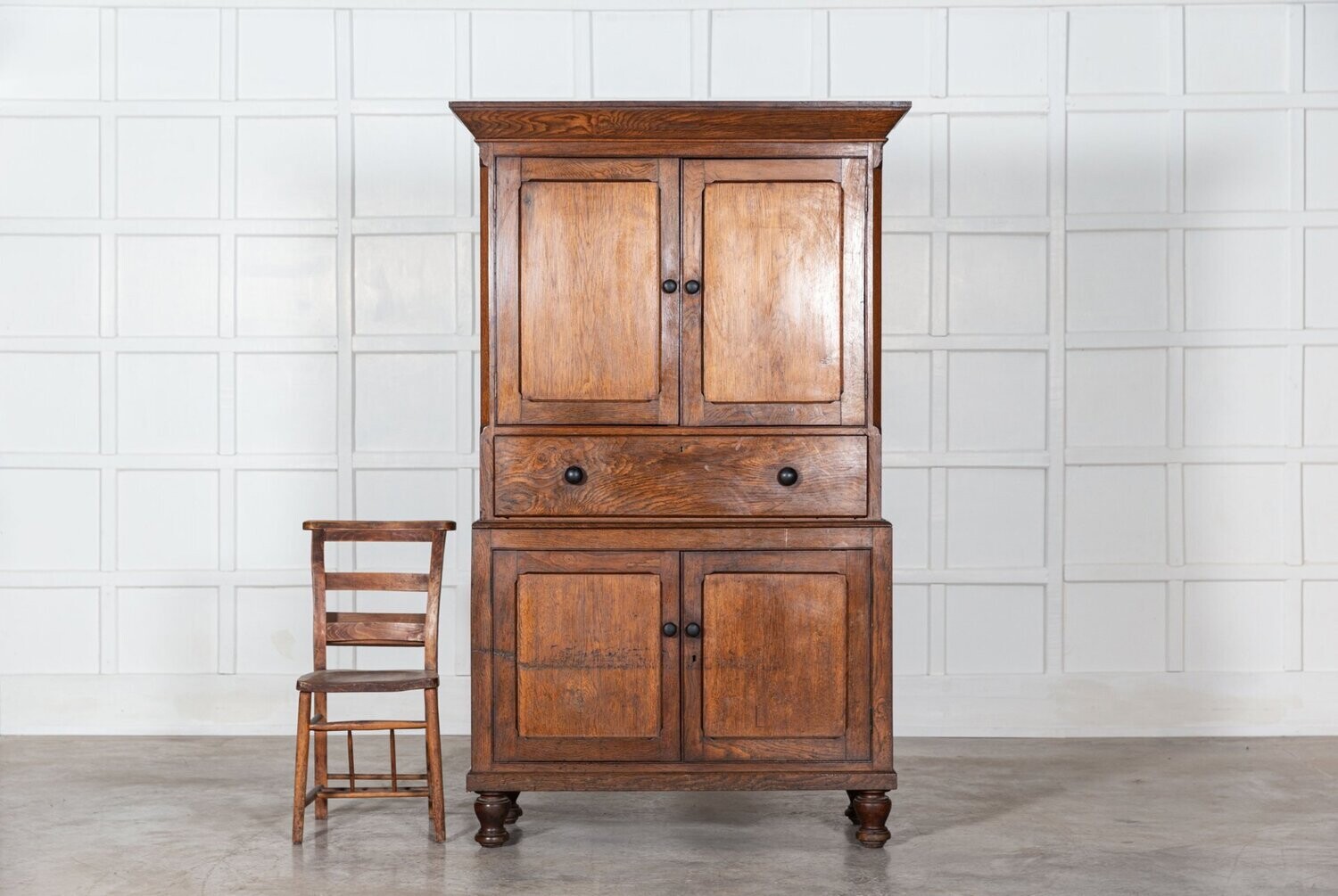 19thC English Oak & Elm Housekeepers Cupboard