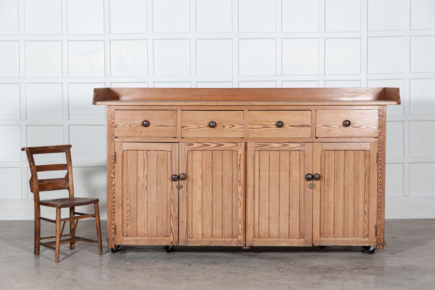 Monumental 19thC English Pine Dresser Base