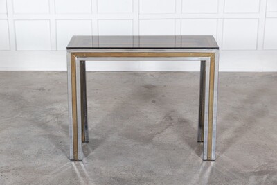 Italian Chrome/Brass Glass Console Table Italian Chrome/Brass Glass Console Table