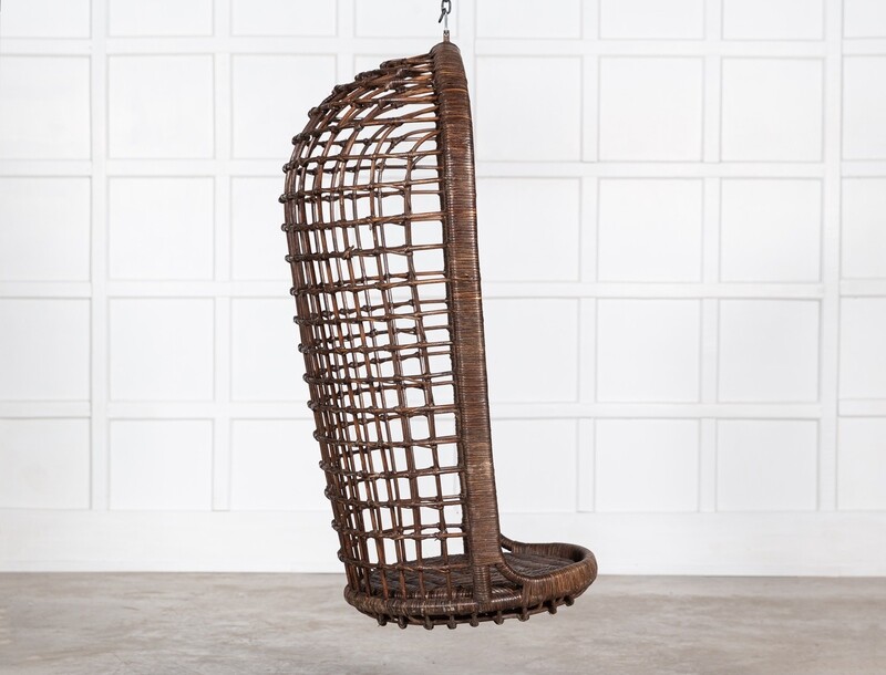 MidC French Bamboo Rattan Swinging Egg Chair